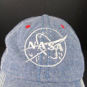 NASA Embroidered Logo Denim with White Stitch Women's Adj Snapback Cap Hat